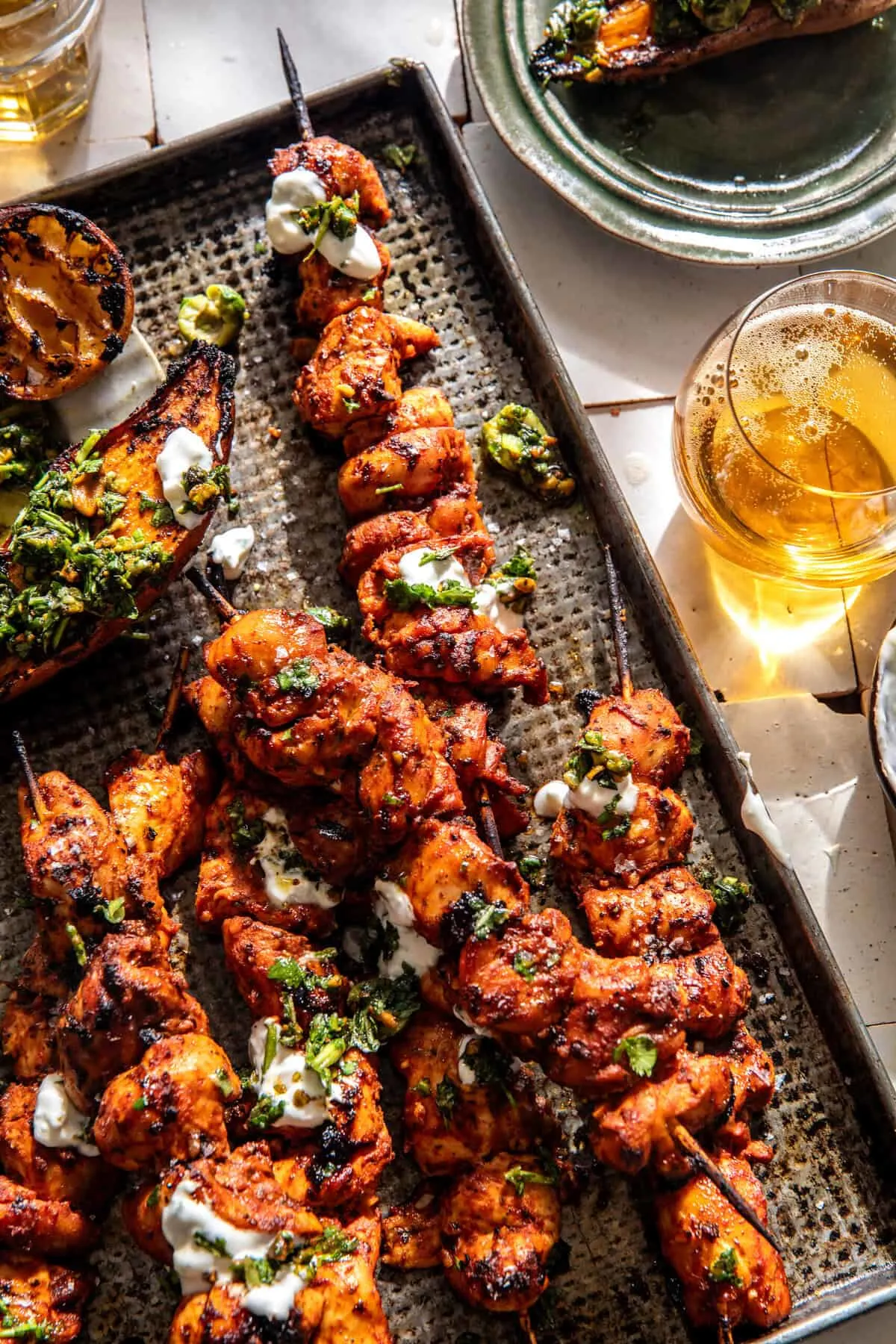 sheet-pan-lemon-garlic-chicken-with-sweet-potatoes-and-feta-yogurt-sauce