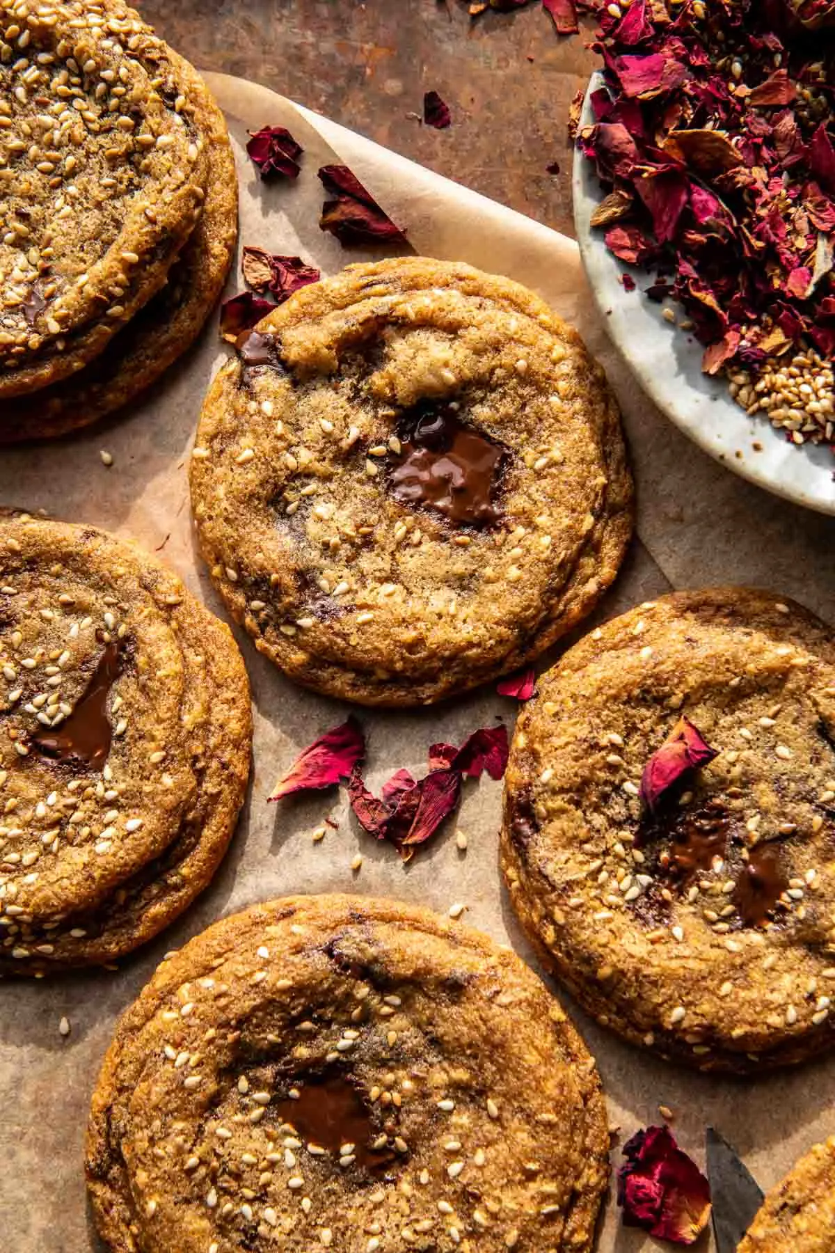 chewy-chocolate-chunk-honey-sesame-cookies