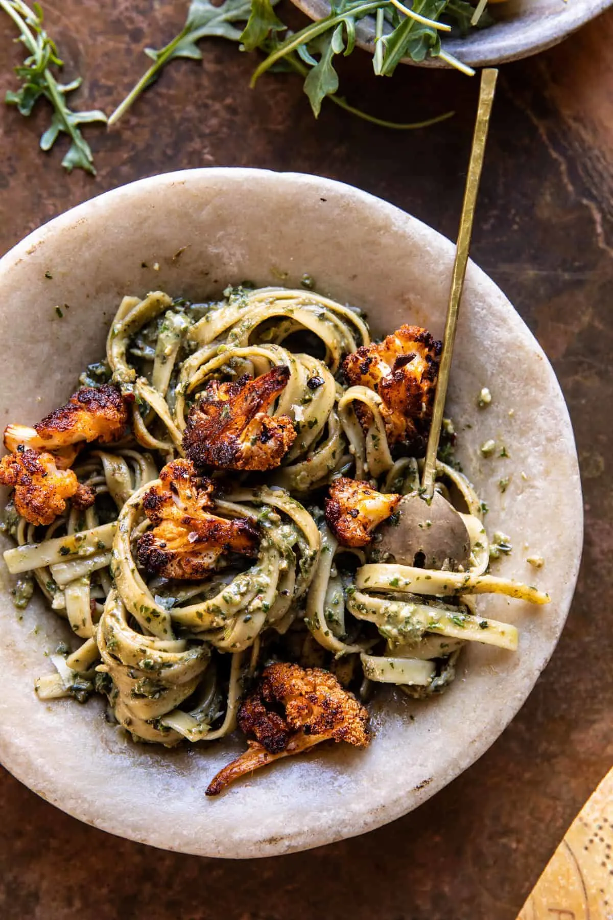 crispy-roasted-cauliflower-with-creamy-pesto-pasta