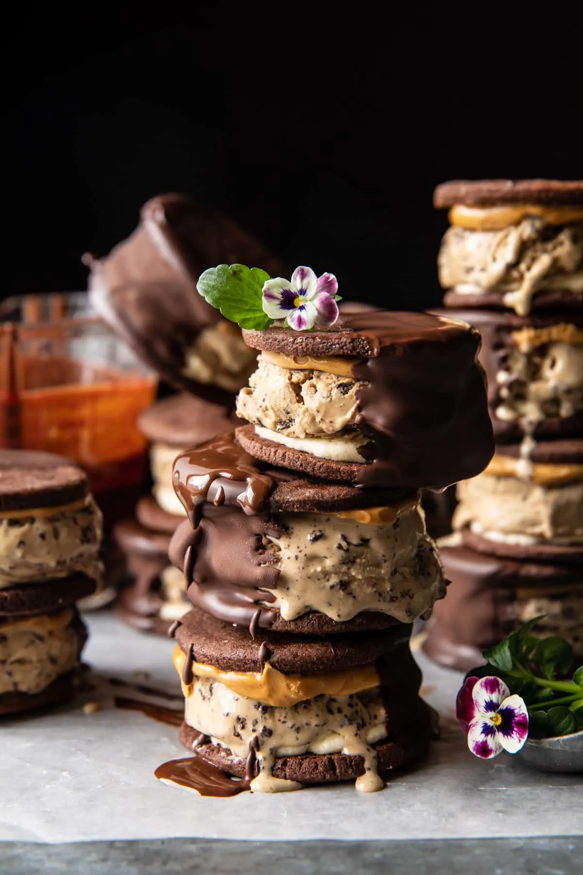 chocolate-dipped-peanut-butter-mocha-oreo-ice-cream-sandwiches