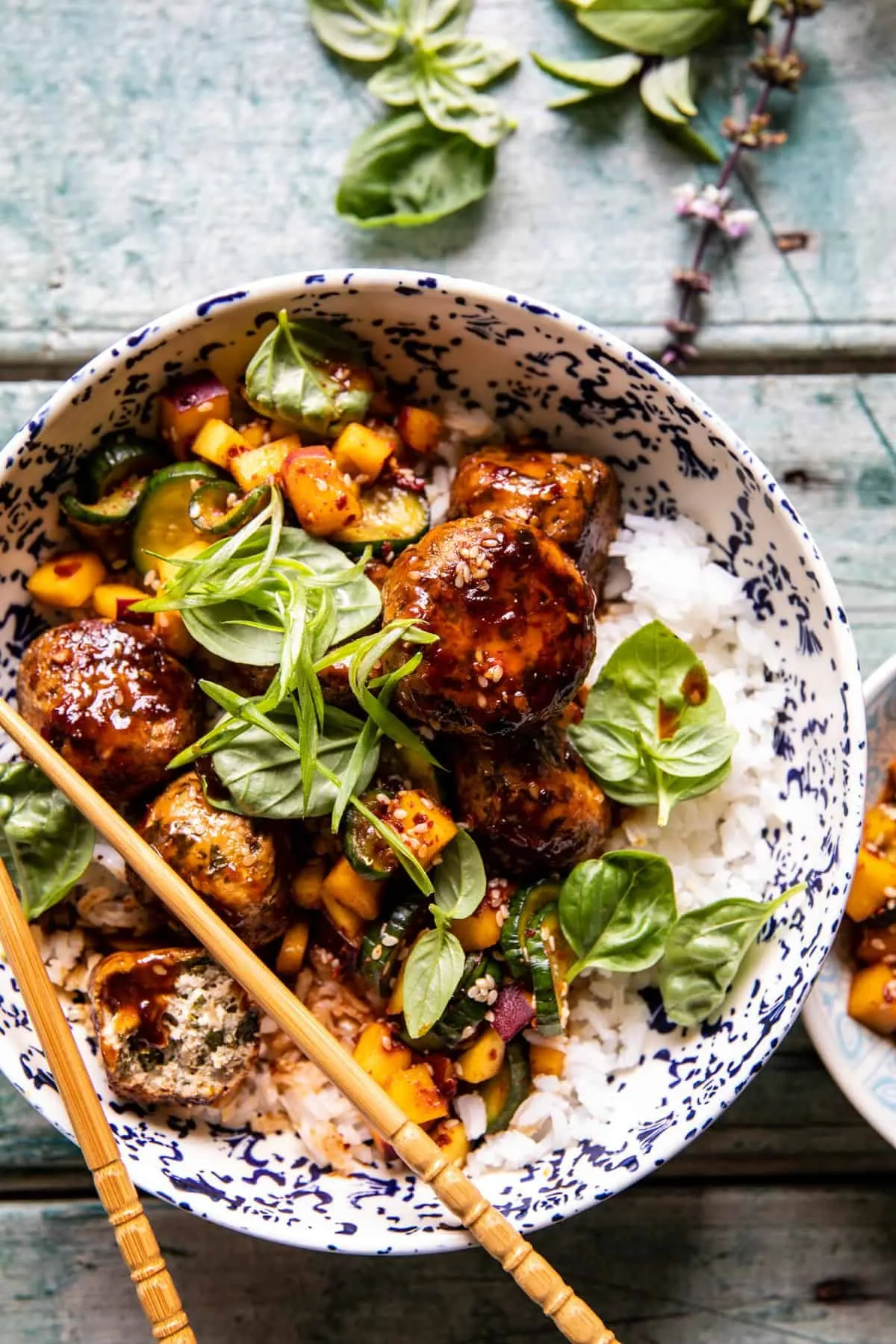 sweet-and-spicy-sesame-meatball-bowl-with-mango-cucumber-salad