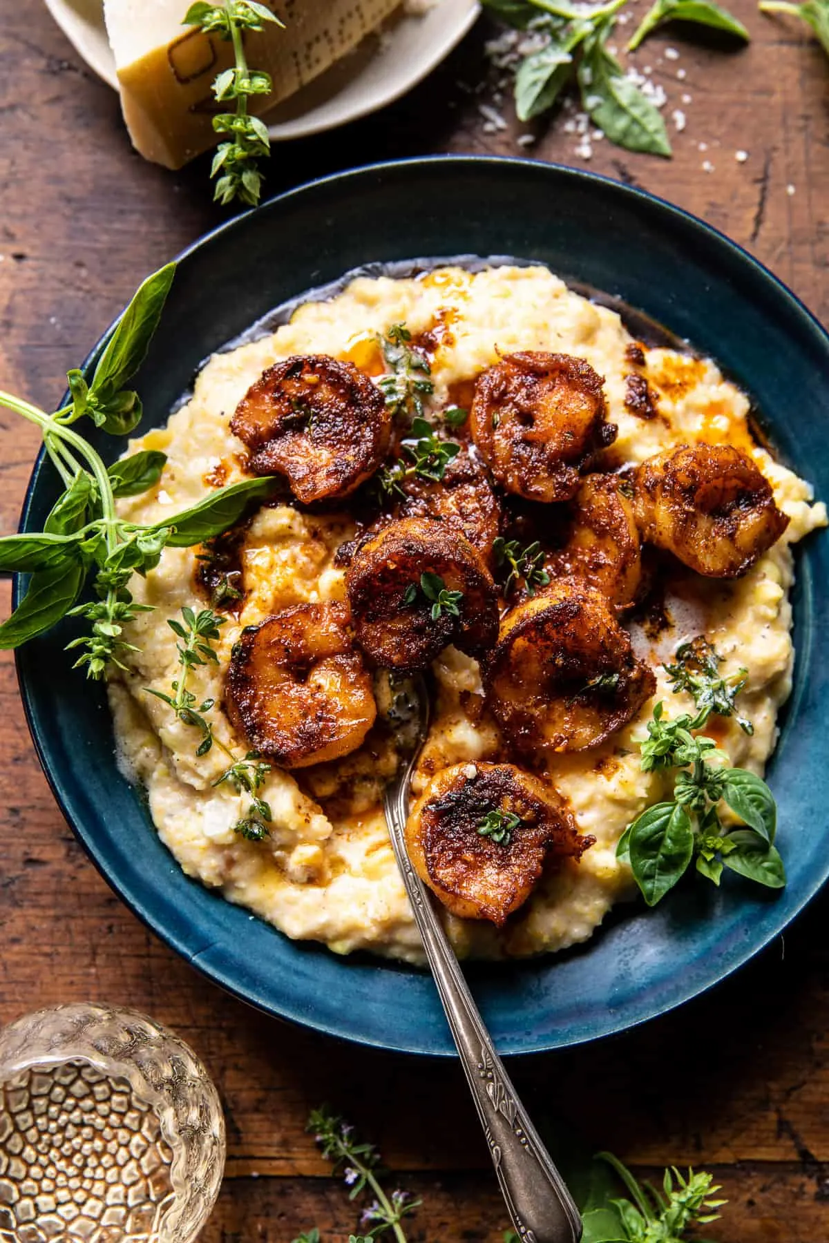 spicy-garlic-lemon-butter-shrimp-with-parmesan-corn-polenta