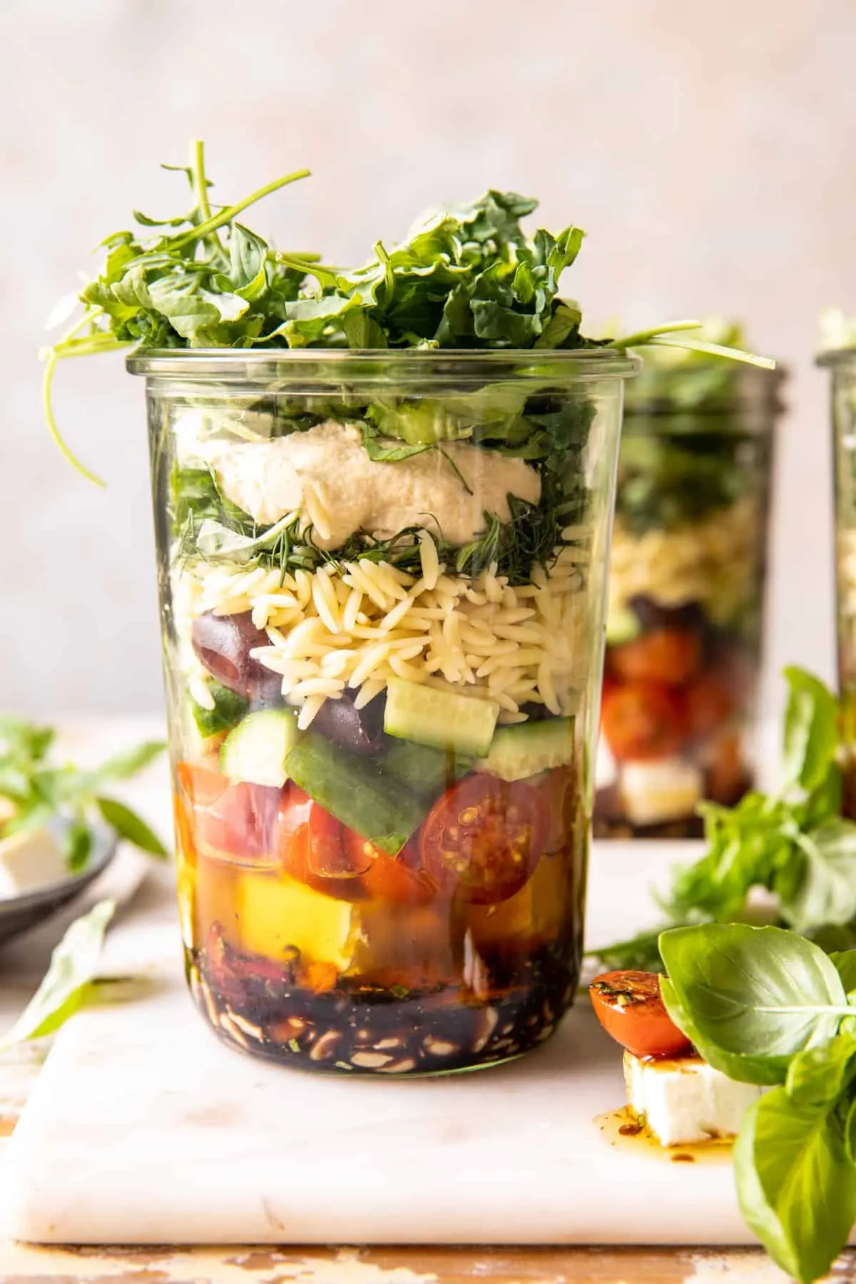 marinated-tomato-feta-orzo-salad-jars