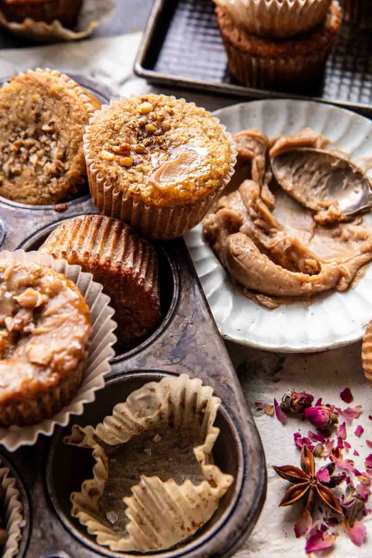 maple-almond-banana-muffins-with-cinnamon-cardamon-butter