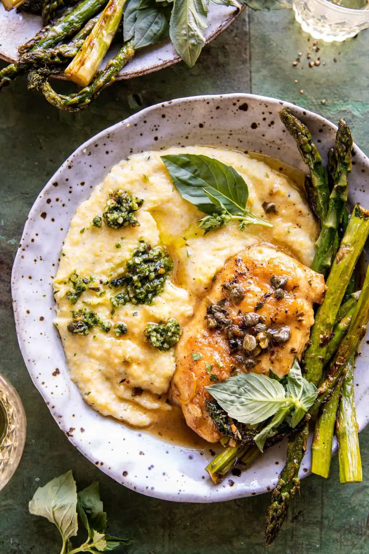 lemon-butter-chicken-piccata-with-pesto-polenta