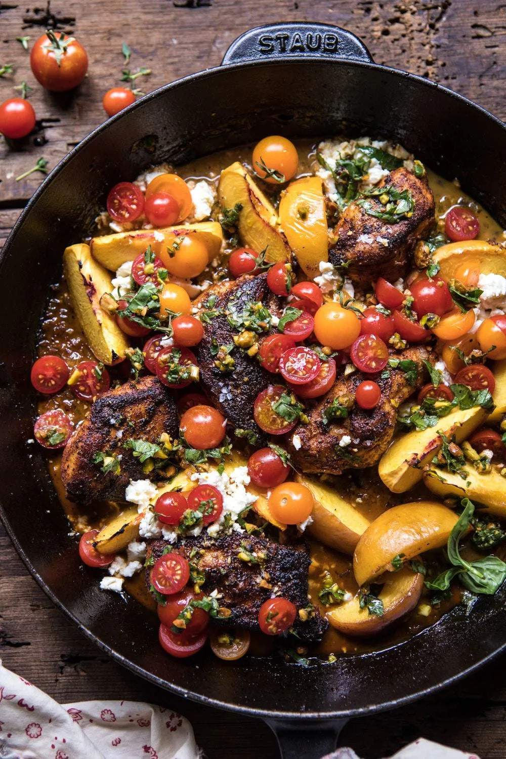 skillet-moroccan-chicken-with-tomatoes-peaches-and-feta