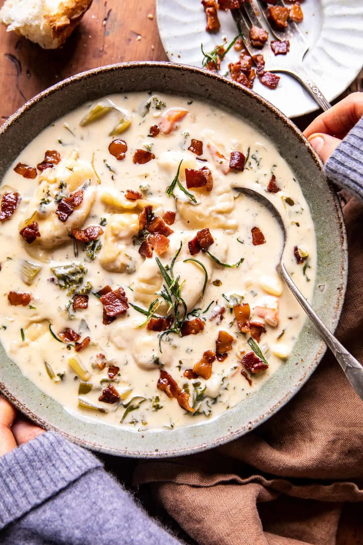 creamy-pierogi-chicken-soup-with-rosemary-bacon-bits