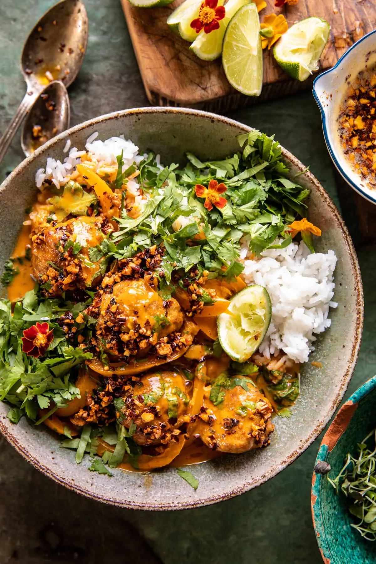 coconut-curry-chicken-meatballs-with-garlic-butter