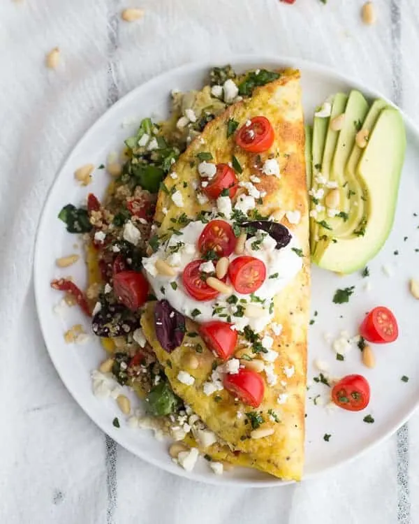 greek-quinoa-dinner-omelets-with-feta-and-tzatziki