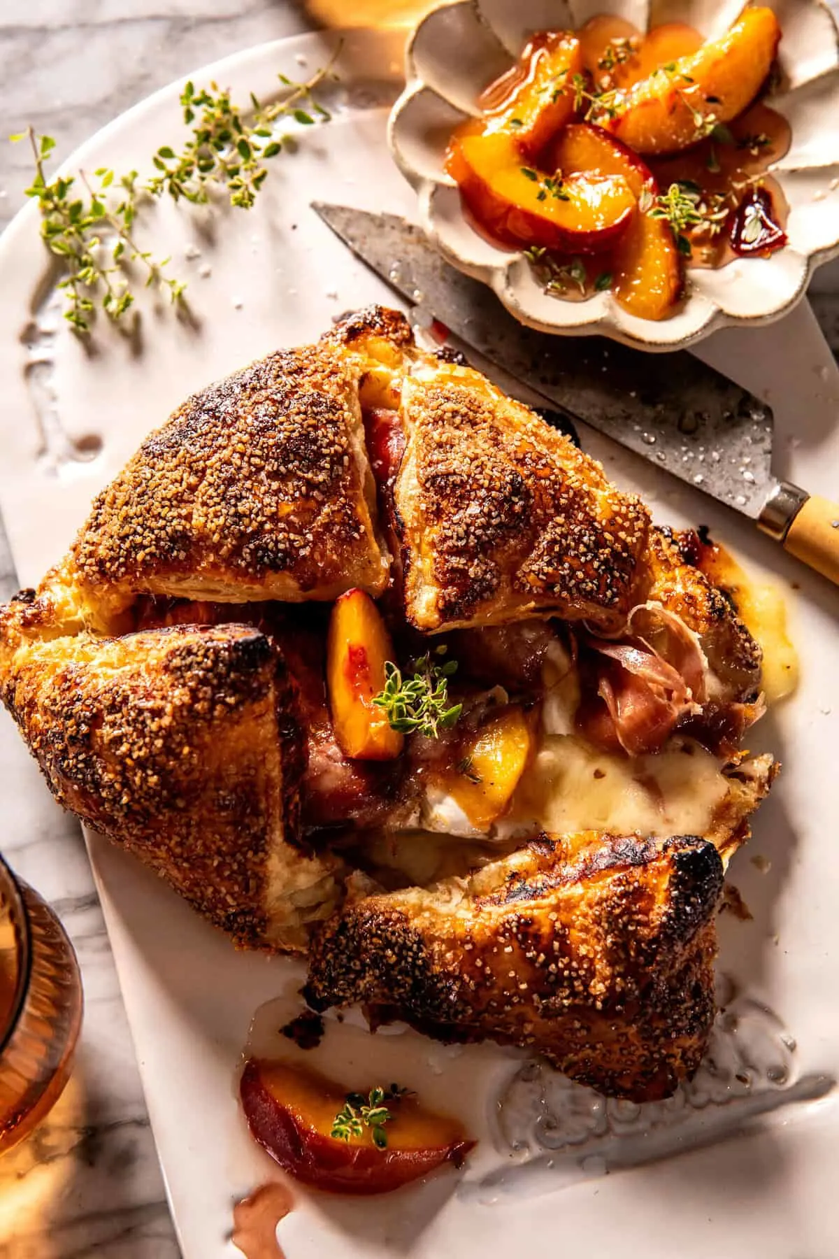 prosciutto-wrapped-peach-baked-brie-in-pastry