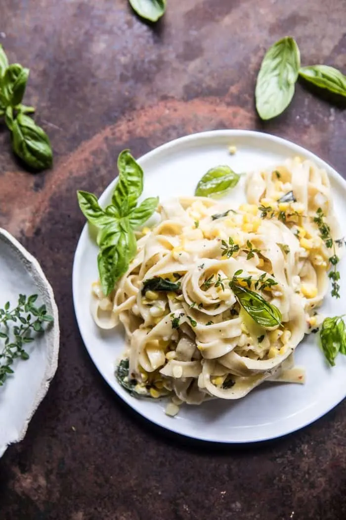 creamed-corn-pasta-with-fried-herbs