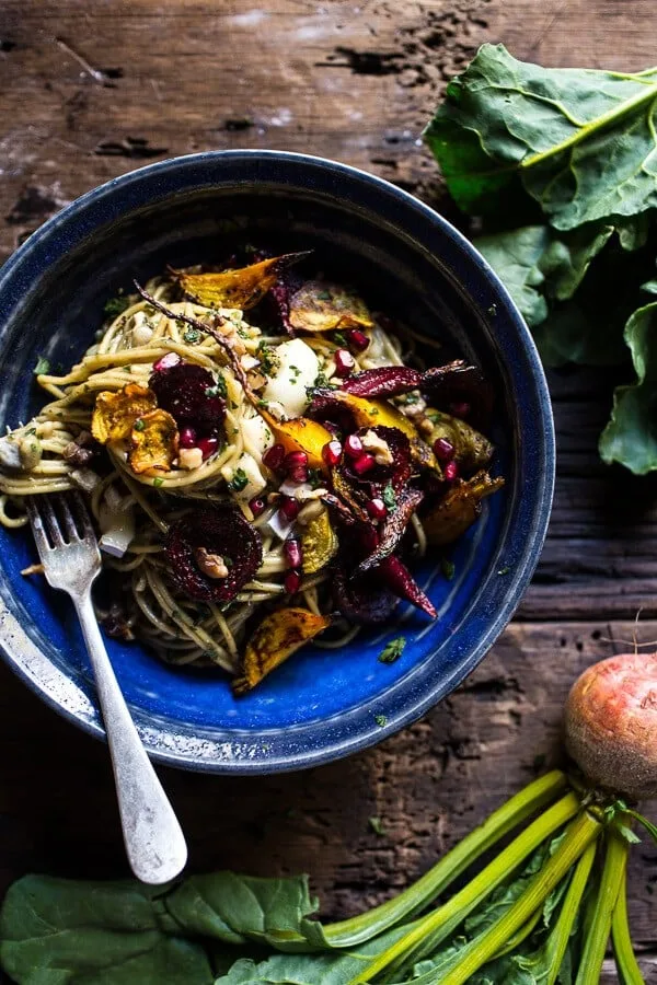 miso-browned-butter-and-brie-pasta-with-roasted-beets-walnuts