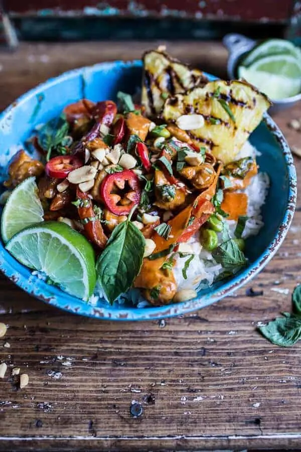 30-minute-sweet-thai-chili-peanut-chicken-and-grilled-pineapple-stir-fry.
