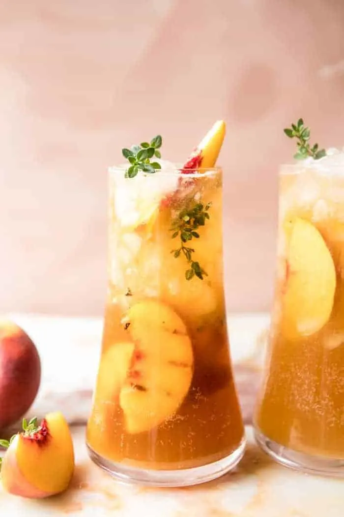 gingered-peach-bourbon-thyme-smash