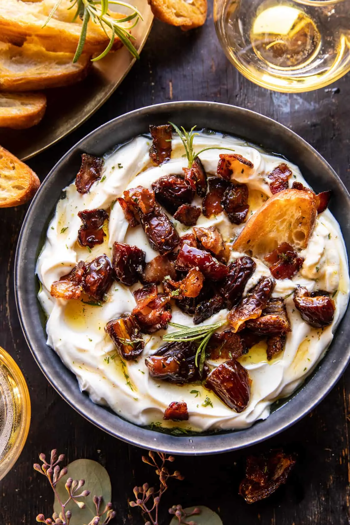 whipped-goat-cheese-with-warm-candied-bacon-and-dates
