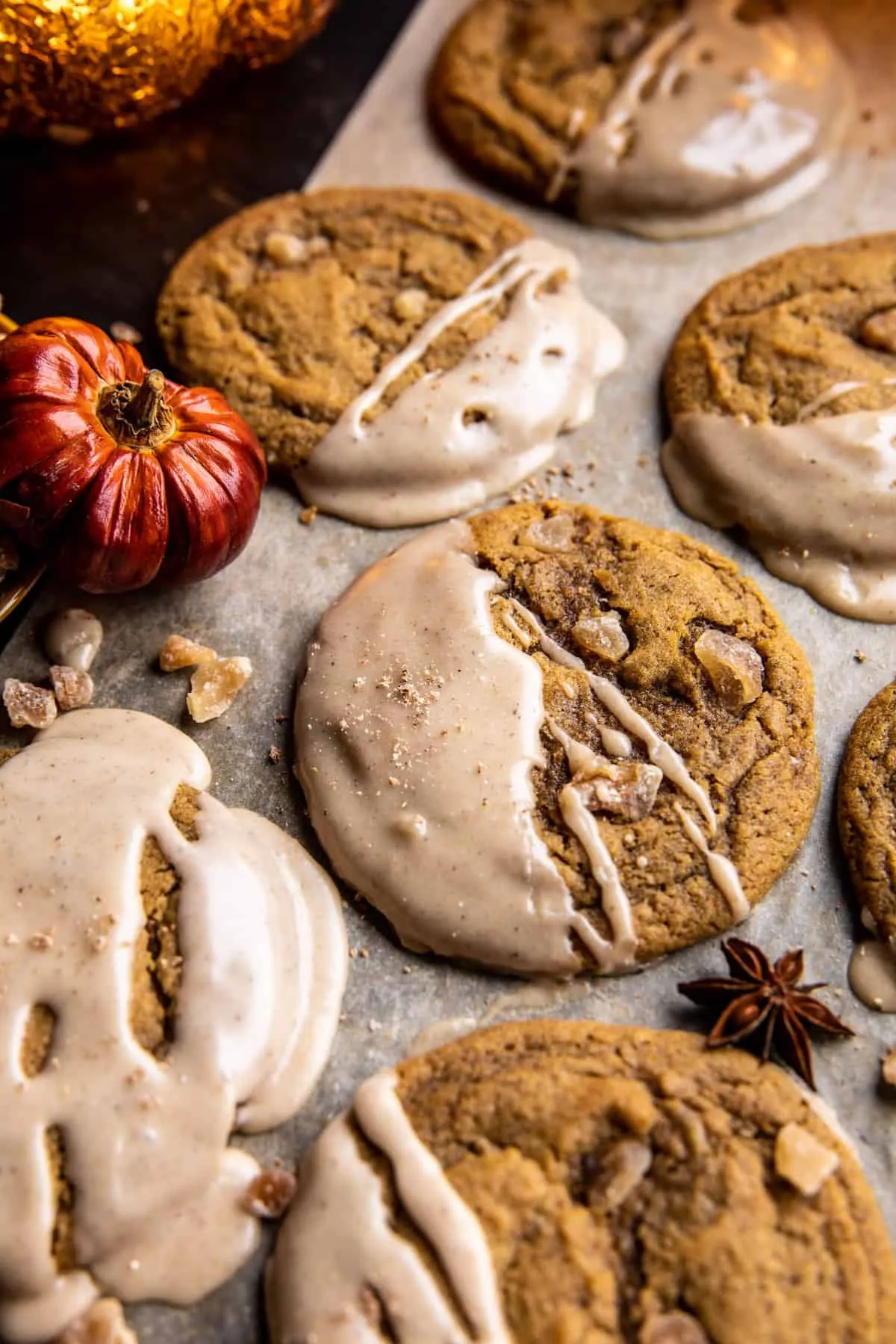 chewy-pumpkin-spice-ginger-cookies-with-brown-butter-icing
