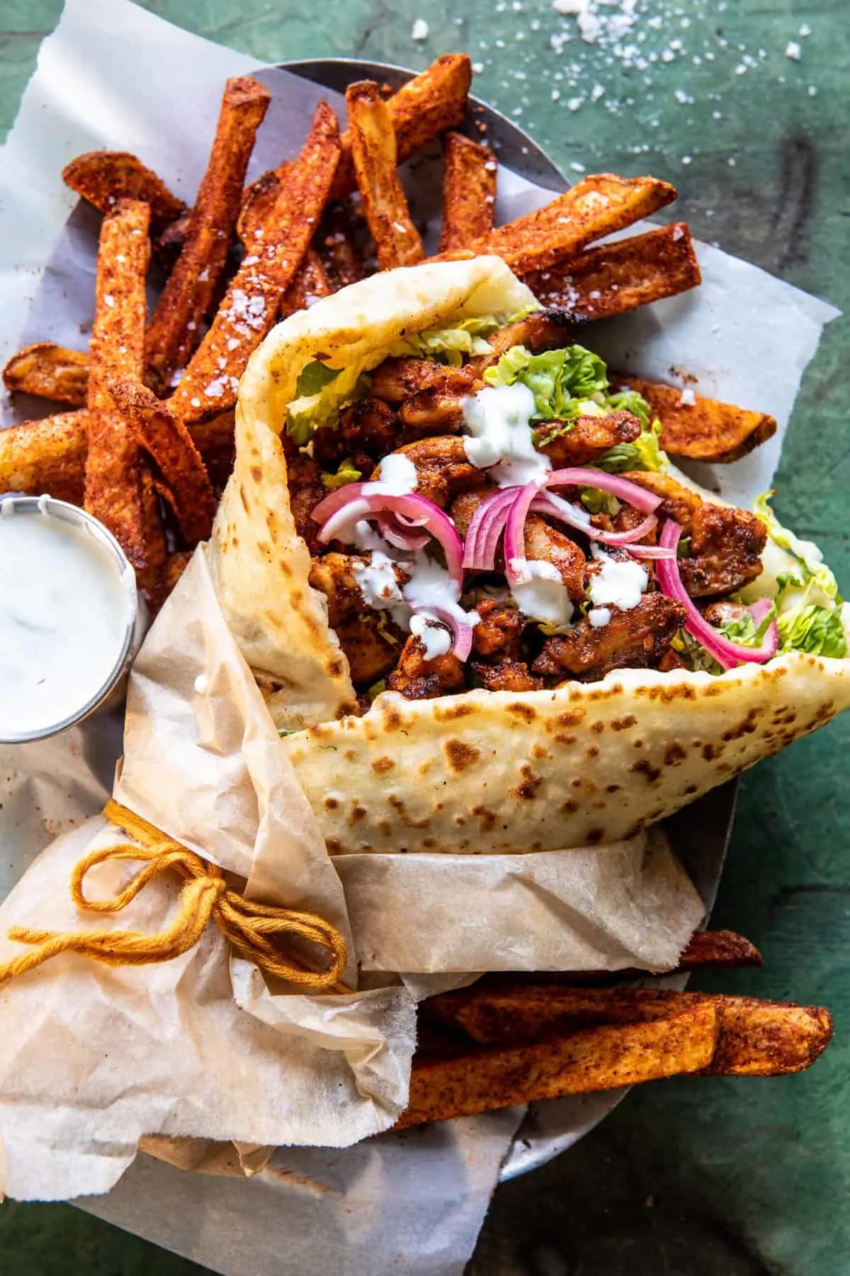 sheet-pan-chicken-gyros-with-feta-tzatziki.