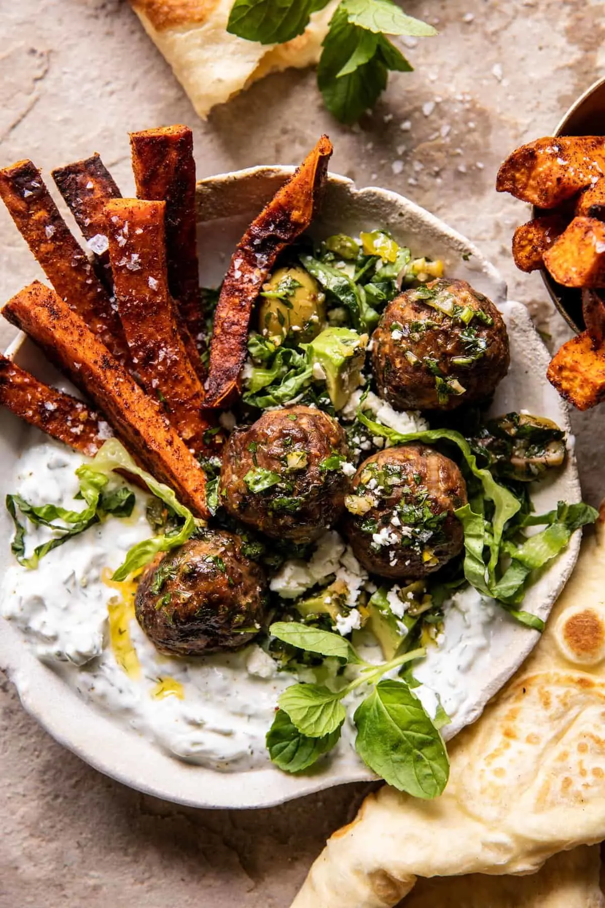 sheet-pan-greek-meatballs-and-tzatziki