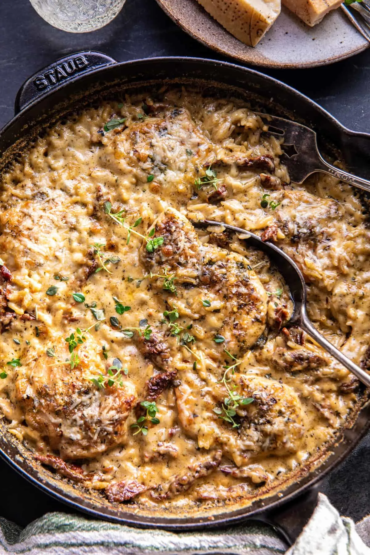 skillet-white-pesto-chicken-and-orzo