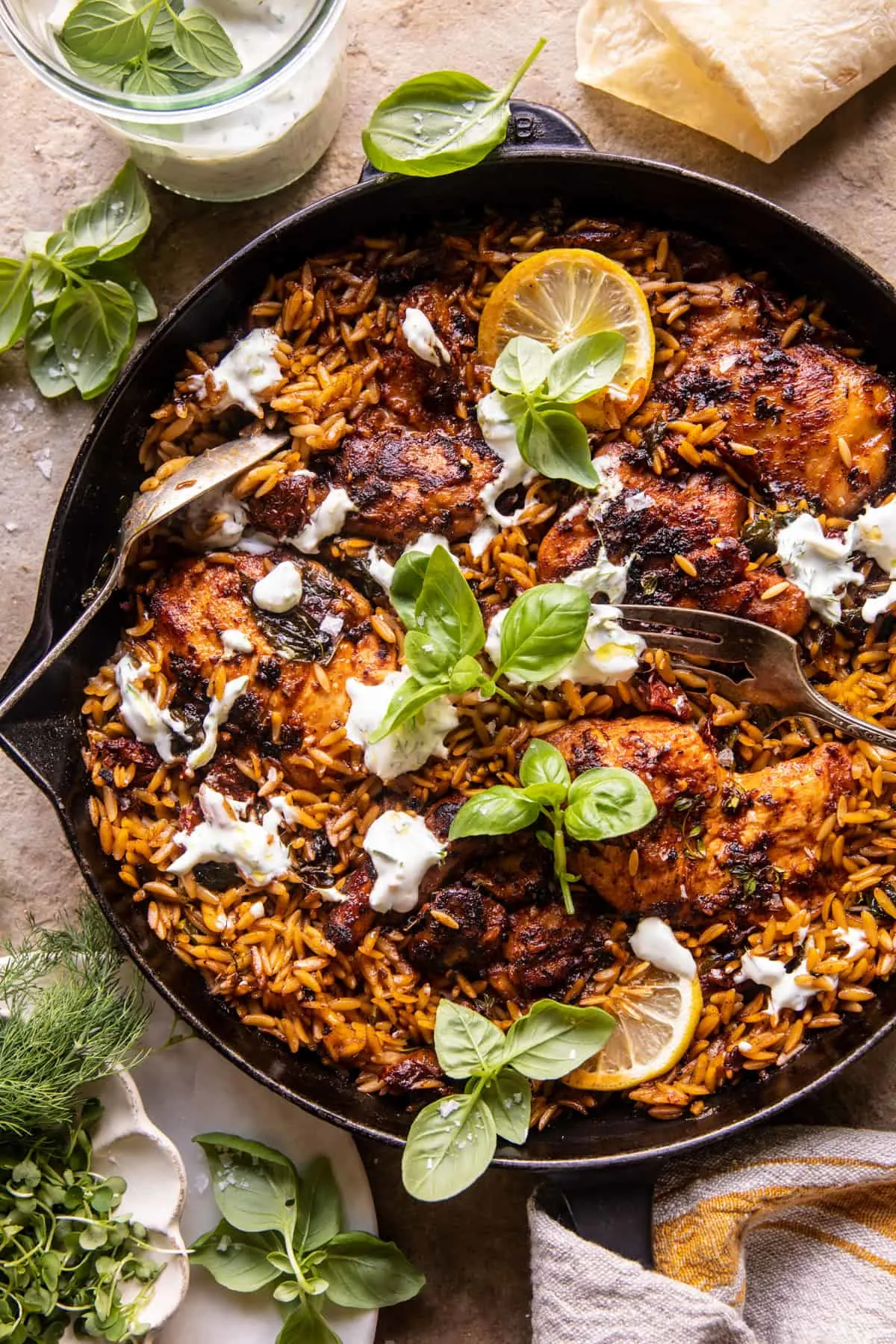 one-skillet-tzatziki-chicken-and-orzo