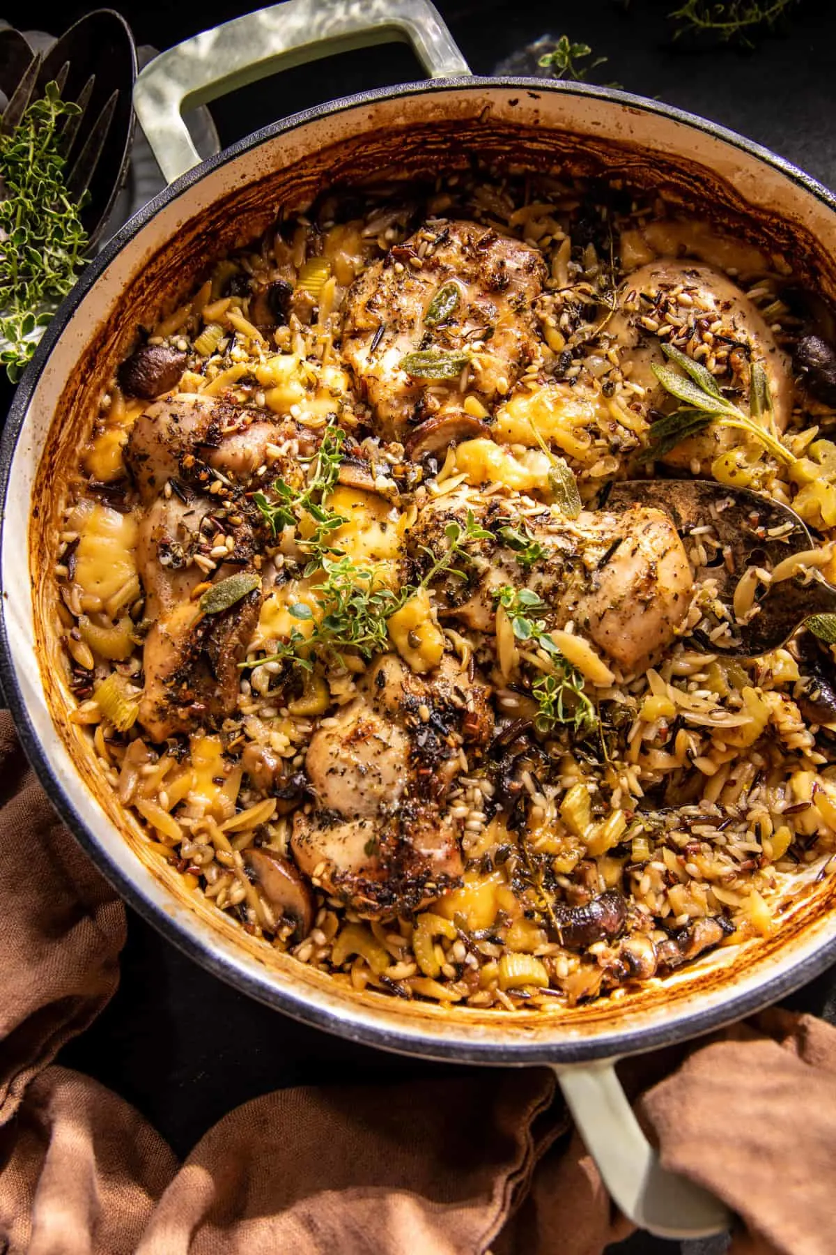 one-pan-roasted-herb-chicken-and-wild-rice