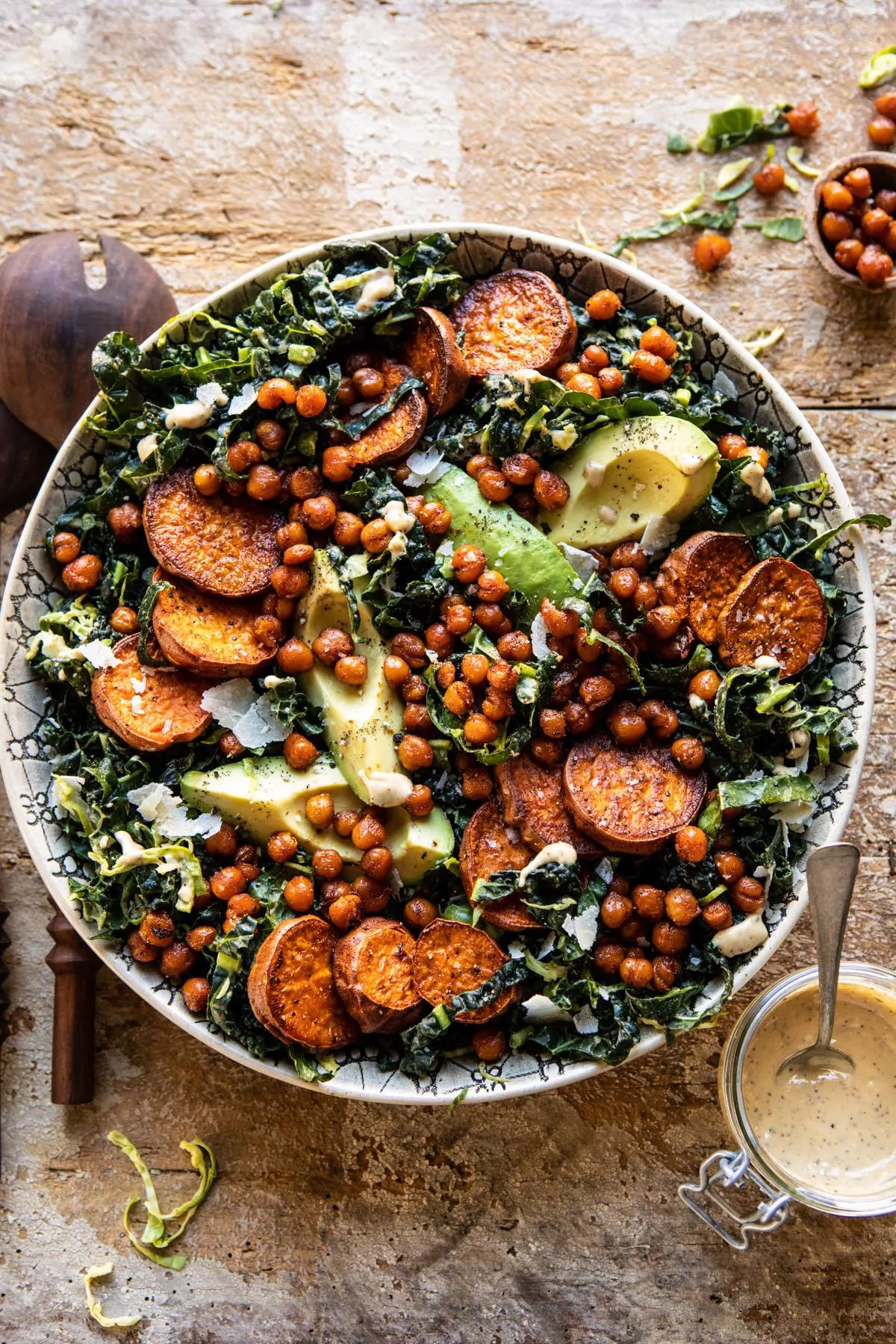 kale-caesar-salad-with-sweet-potatoes-and-crispy-chickpeas