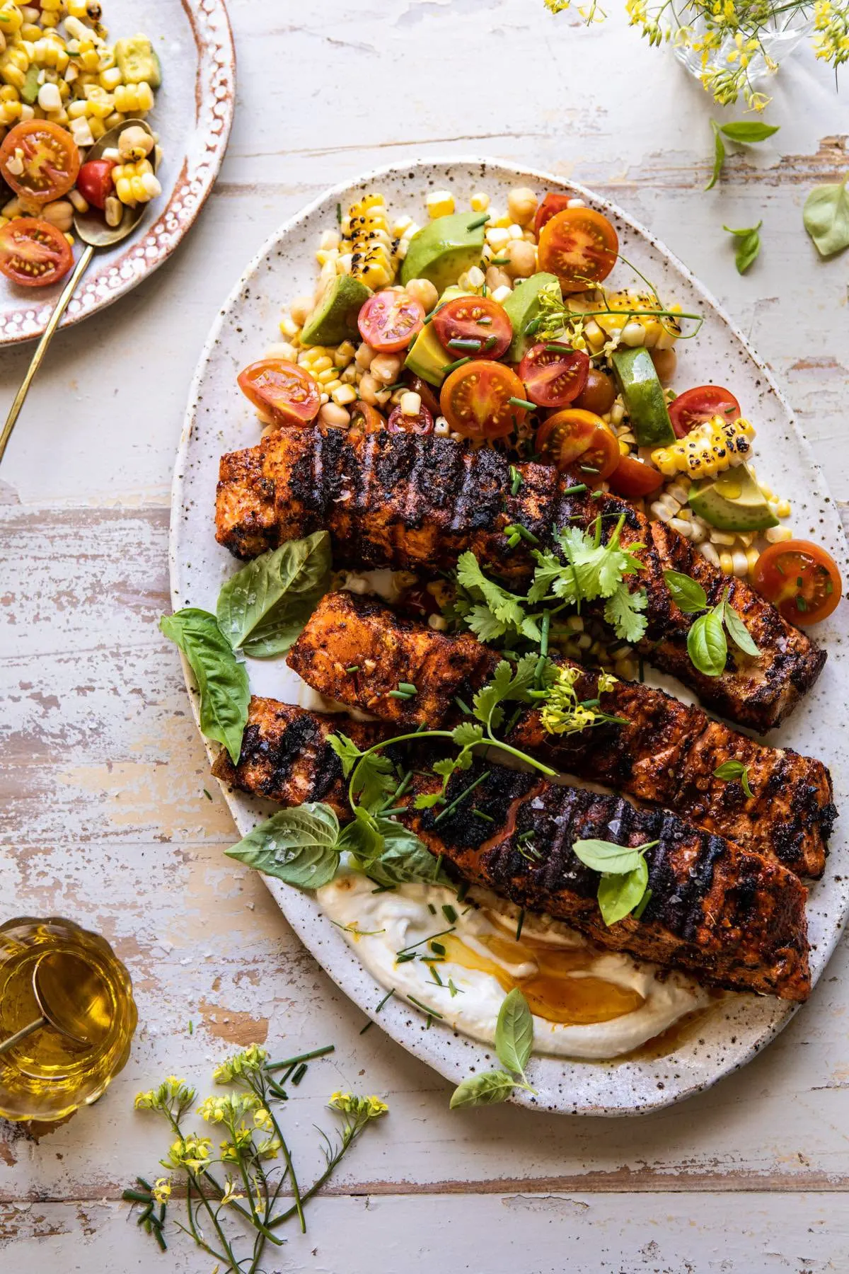 lemon-parmesan-salmon-with-corn-tomato-and-avocado-salad