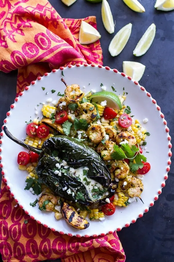 grilled-chiles-rellenos-with-chipotle-mango-peach-mojo-shrimp