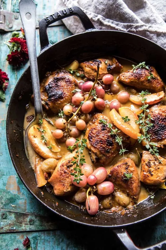 autumn-braised-chicken-escabeche-with-roasted-apples-and-grapes