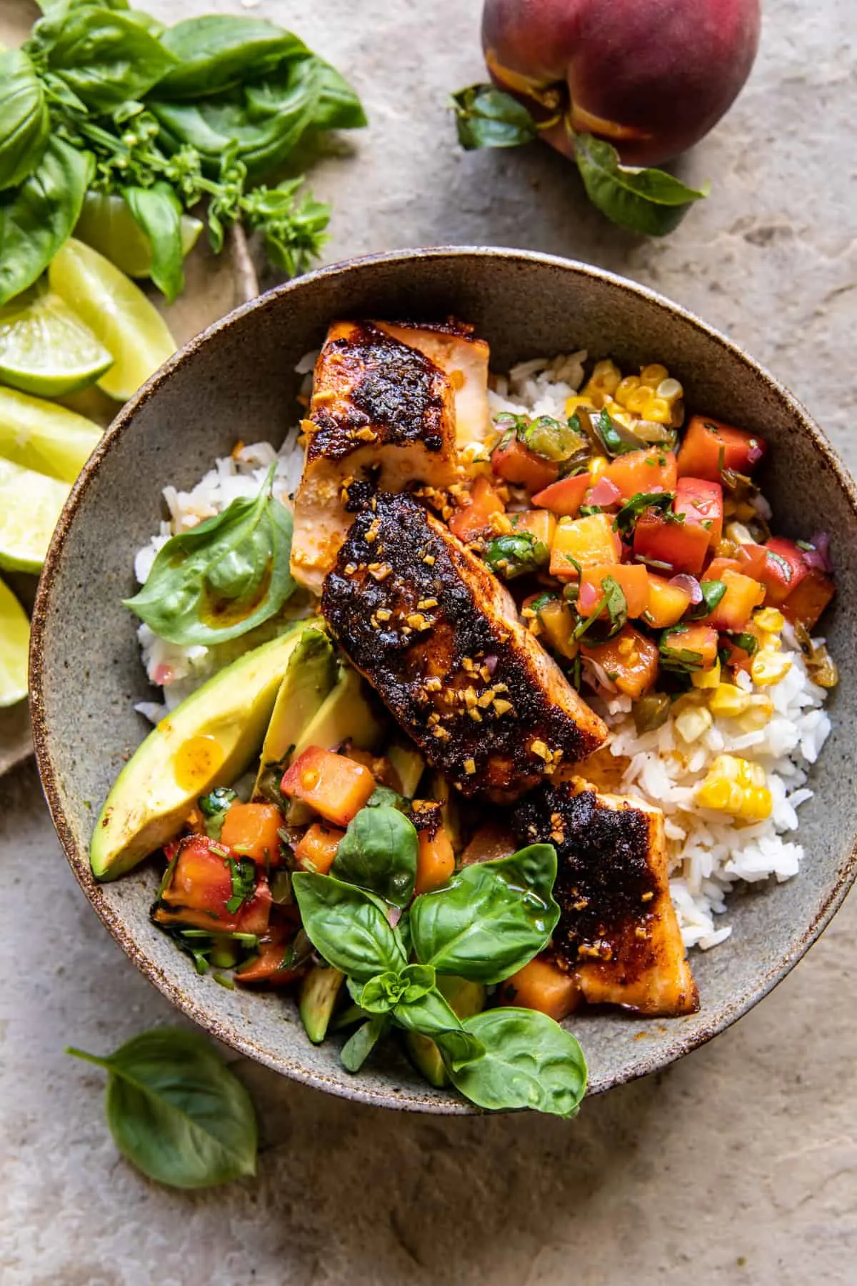 crispy-bbq-salmon-bowls-with-roasted-jalapeno-peach-salsa