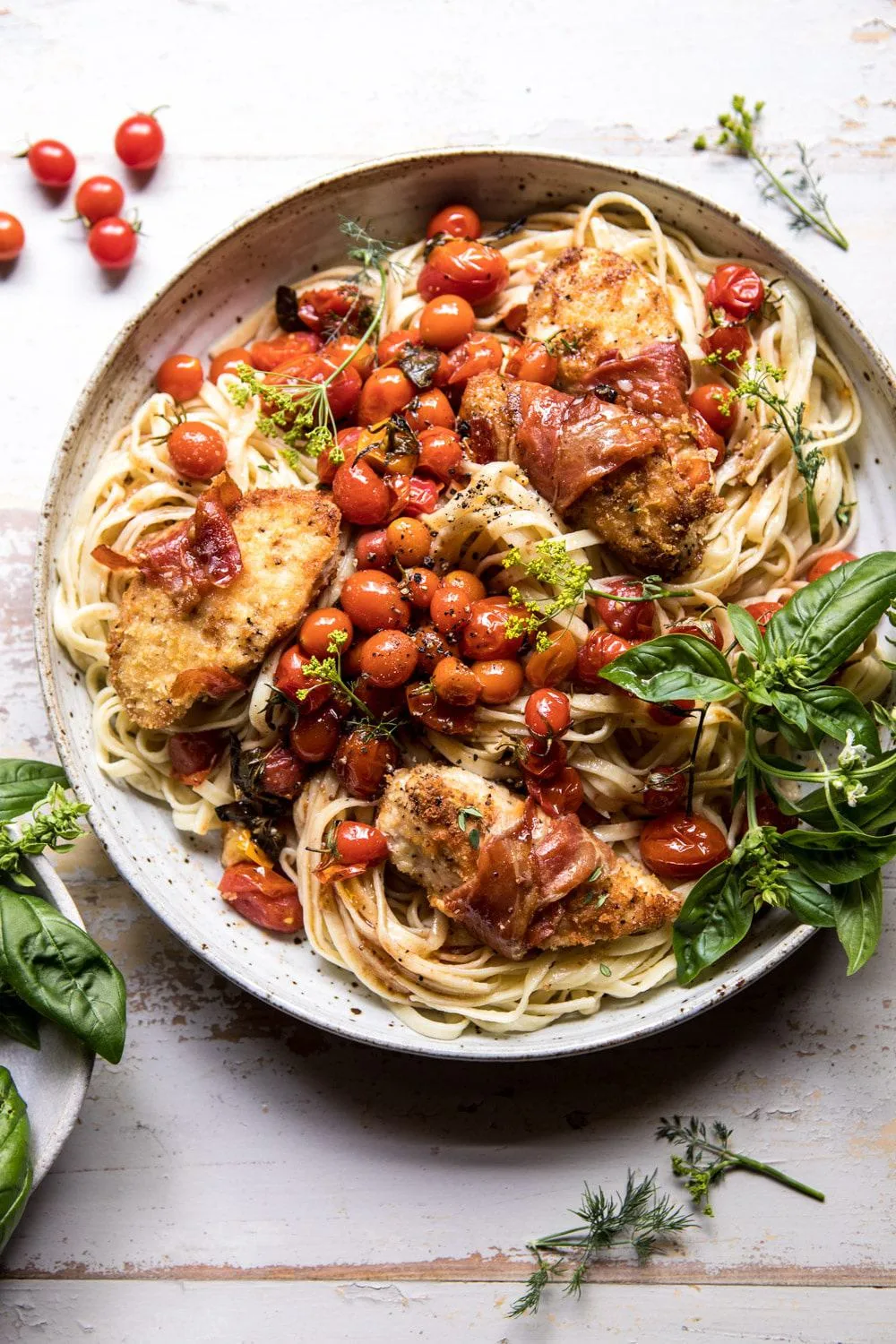 prosciutto-chicken-parmesan-with-garlic-butter-tomato-pasta.