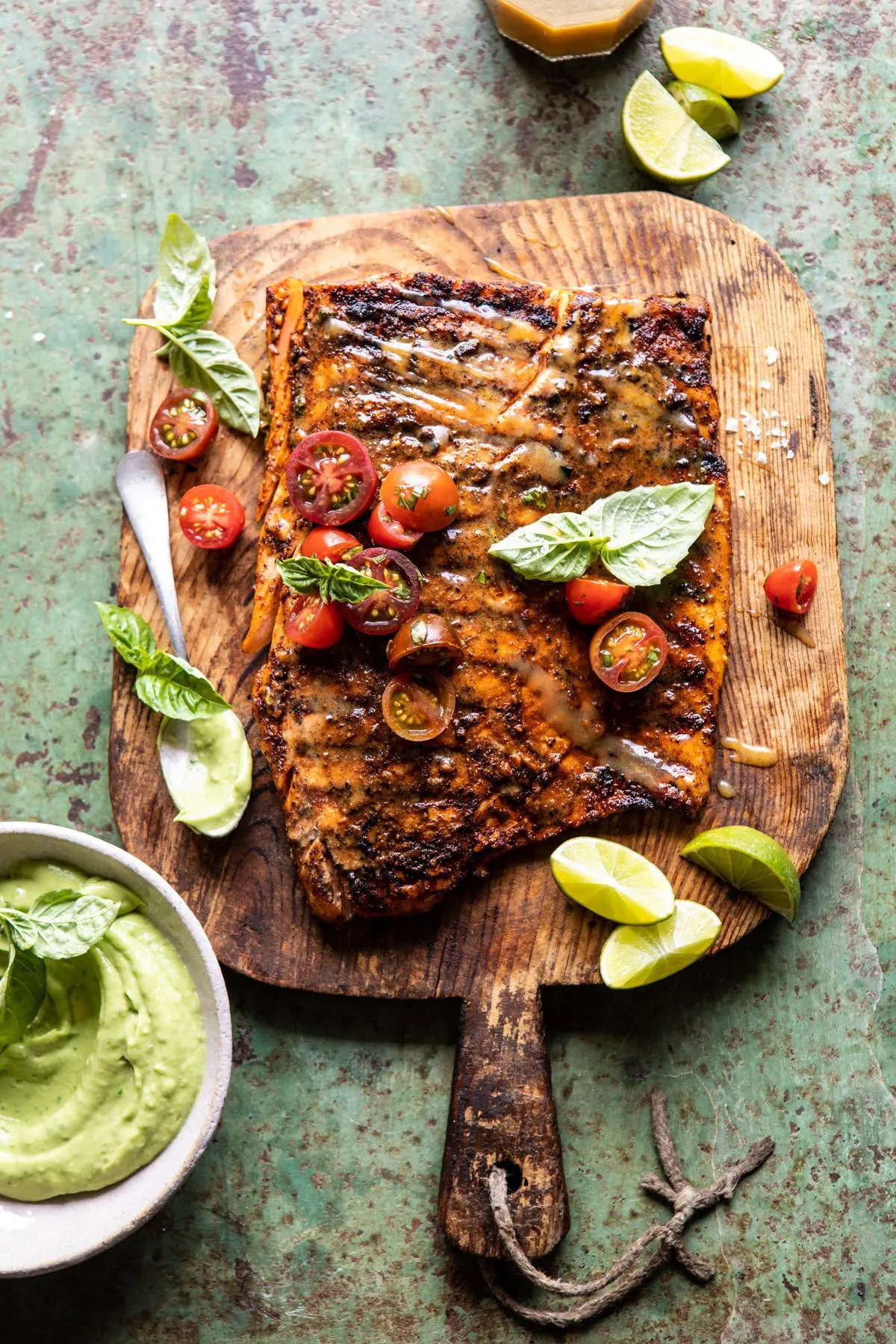 honey-mustard-grilled-salmon-with-avocado-basil-sauce
