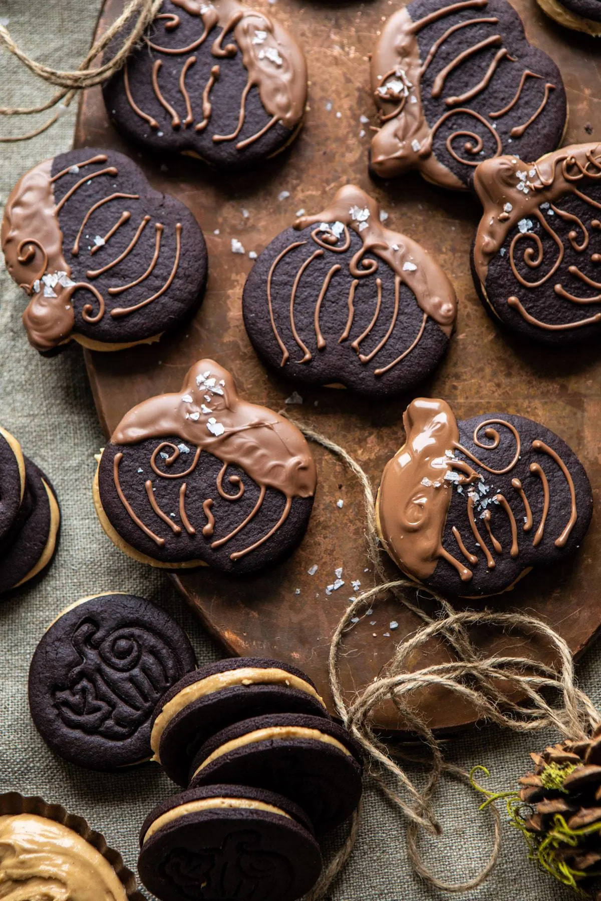 peanut-butter-stuffed-chocolate-jack-o'-lantern-cookies