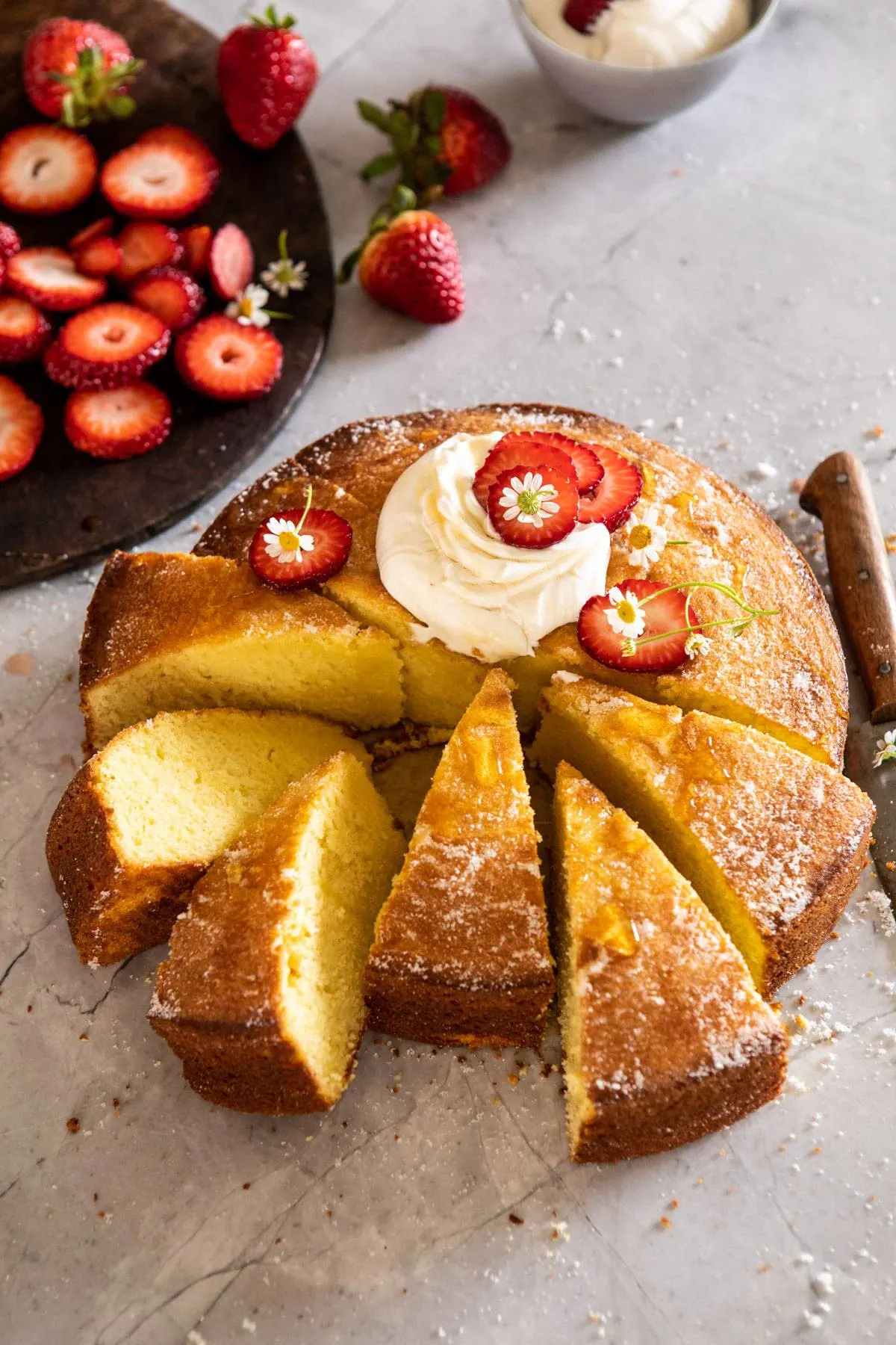 strawberry-chamomile-olive-oil-cake-with-honeyed-ricotta.
