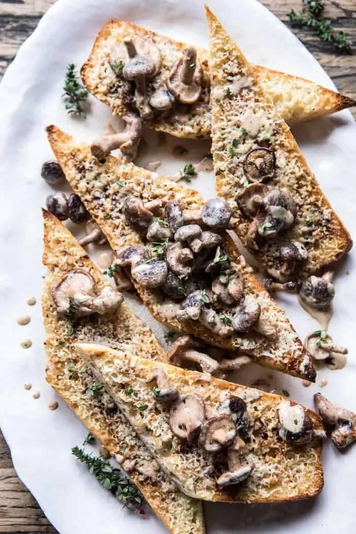 caramelized-garlic-butter-toast-with-pan-fried-mushrooms