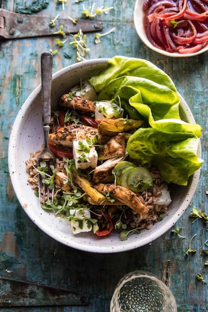 roasted-greek-chicken-and-farro-salad-with-oven-fries