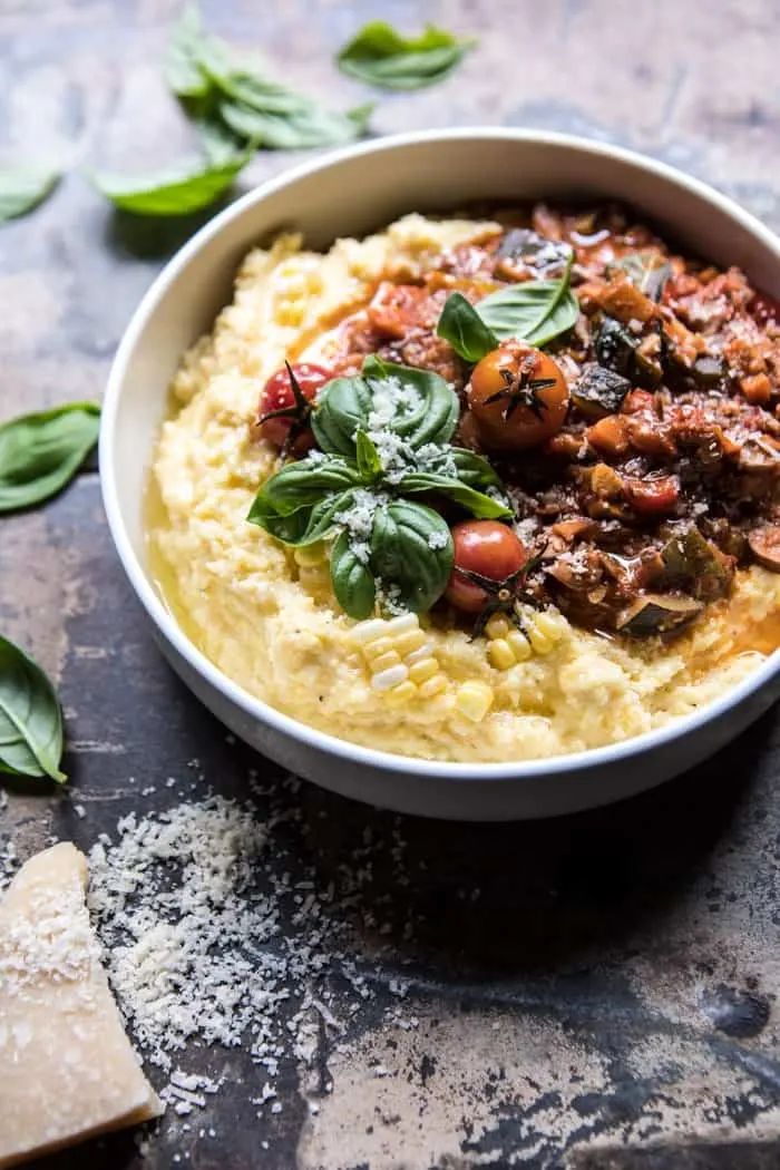 late-summer-vegetable-bolognese-with-creamy-polenta