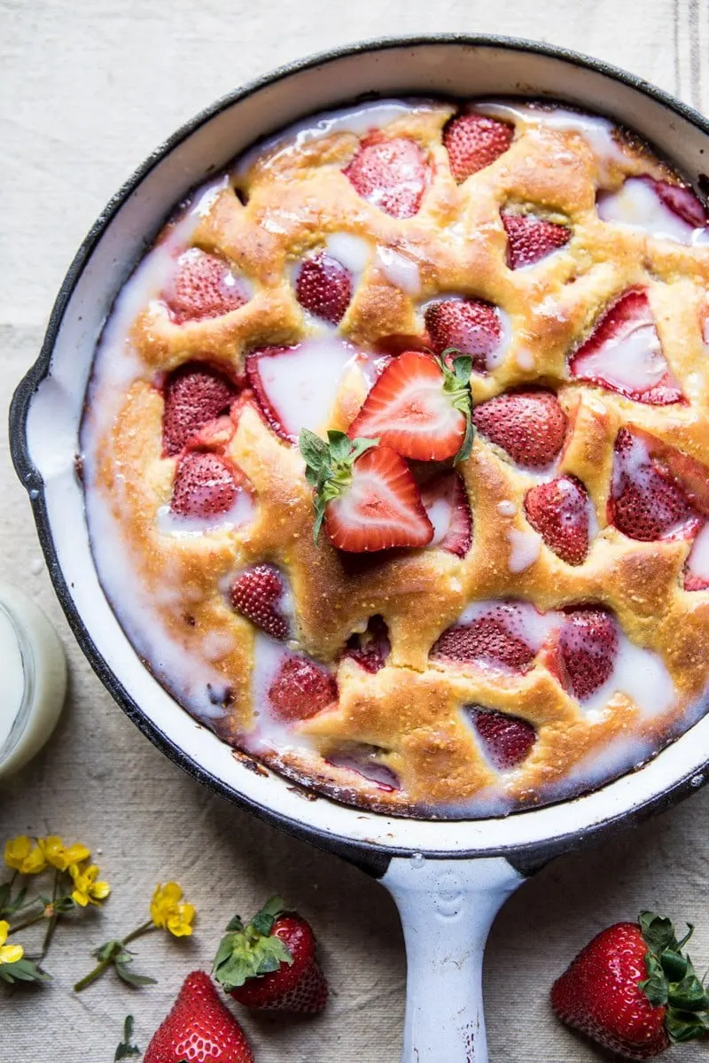 strawberry-cornmeal-cake-with-buttermilk-glaze