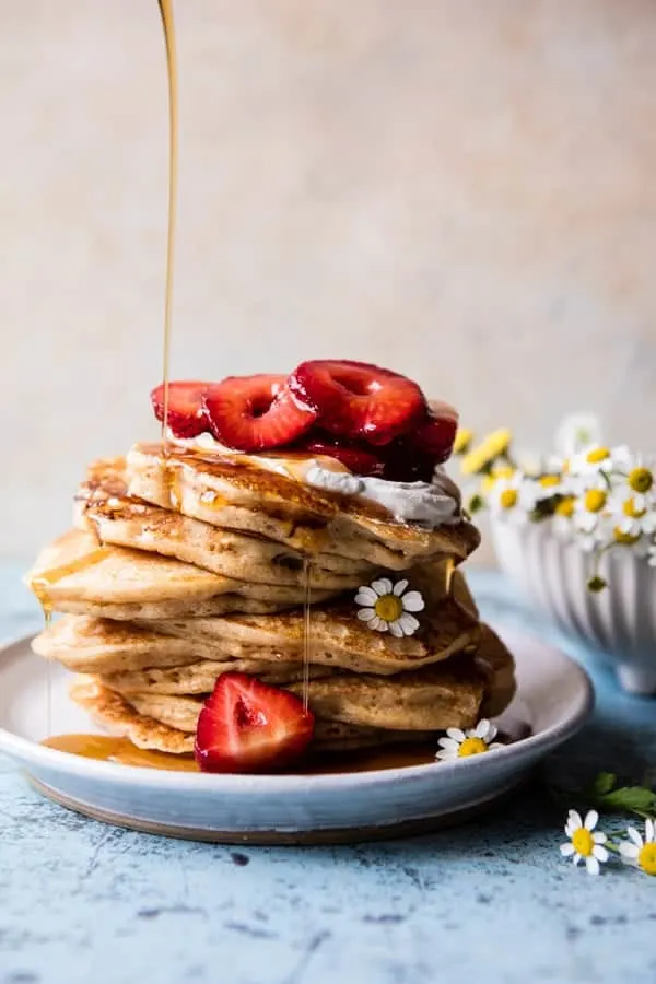 buttermilk-pancakes-with-chamomile-cream-and-gingered-strawberries