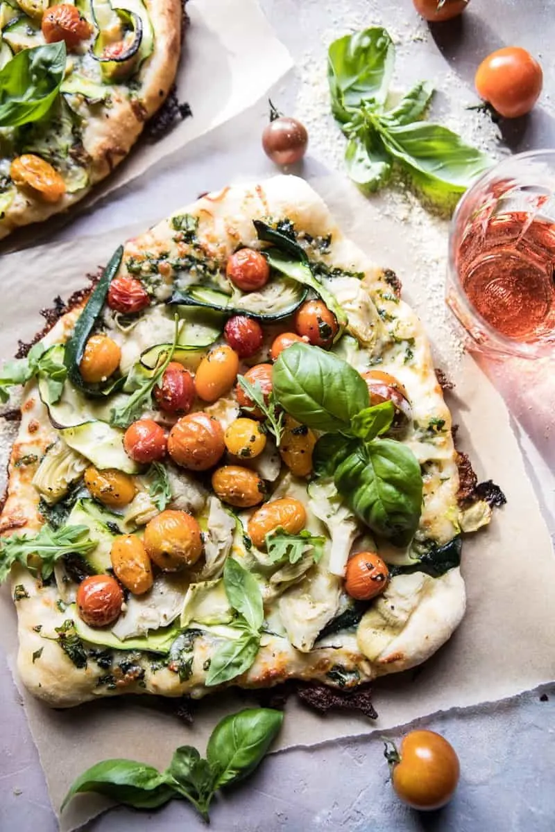 burst-cherry-tomato-artichoke-and-zucchini-pesto-pizza