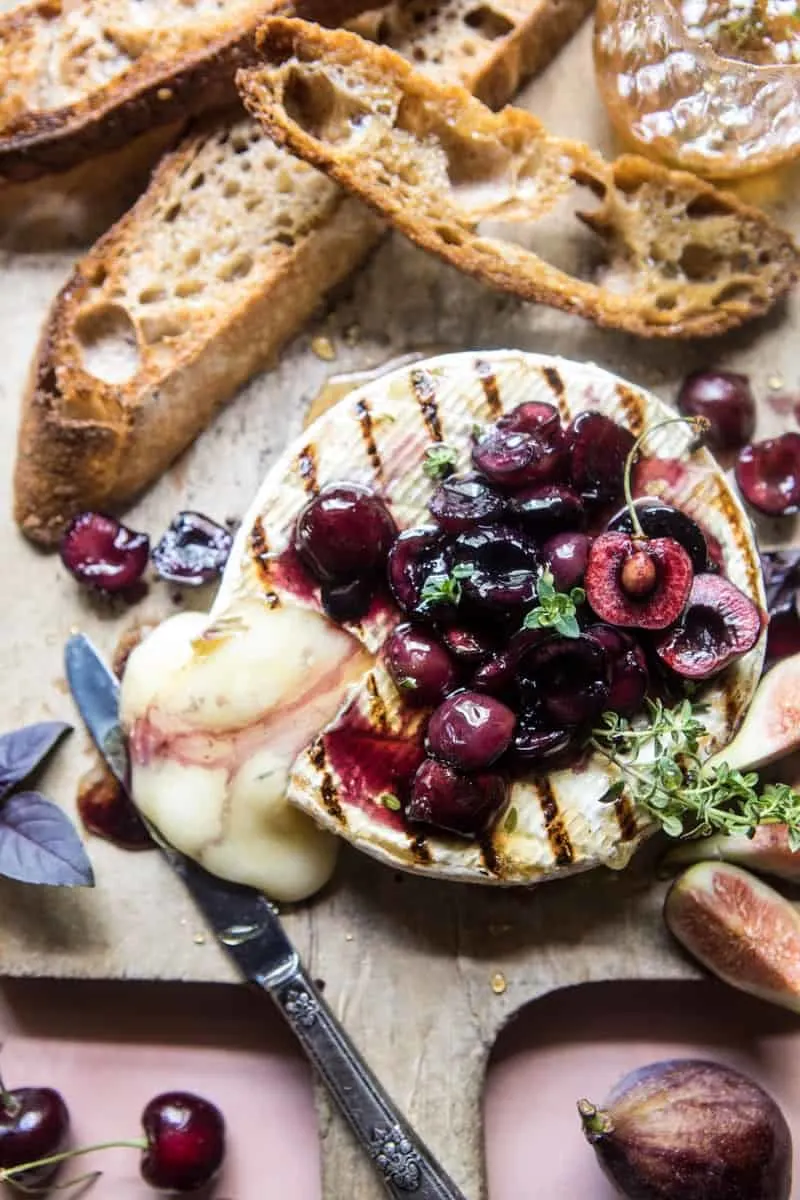 honey-thyme-and-sweet-cherry-grilled-brie.