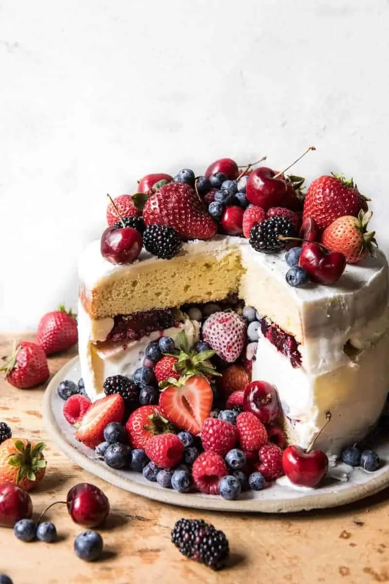 roasted-summer-berry-pinata-ice-cream-cake
