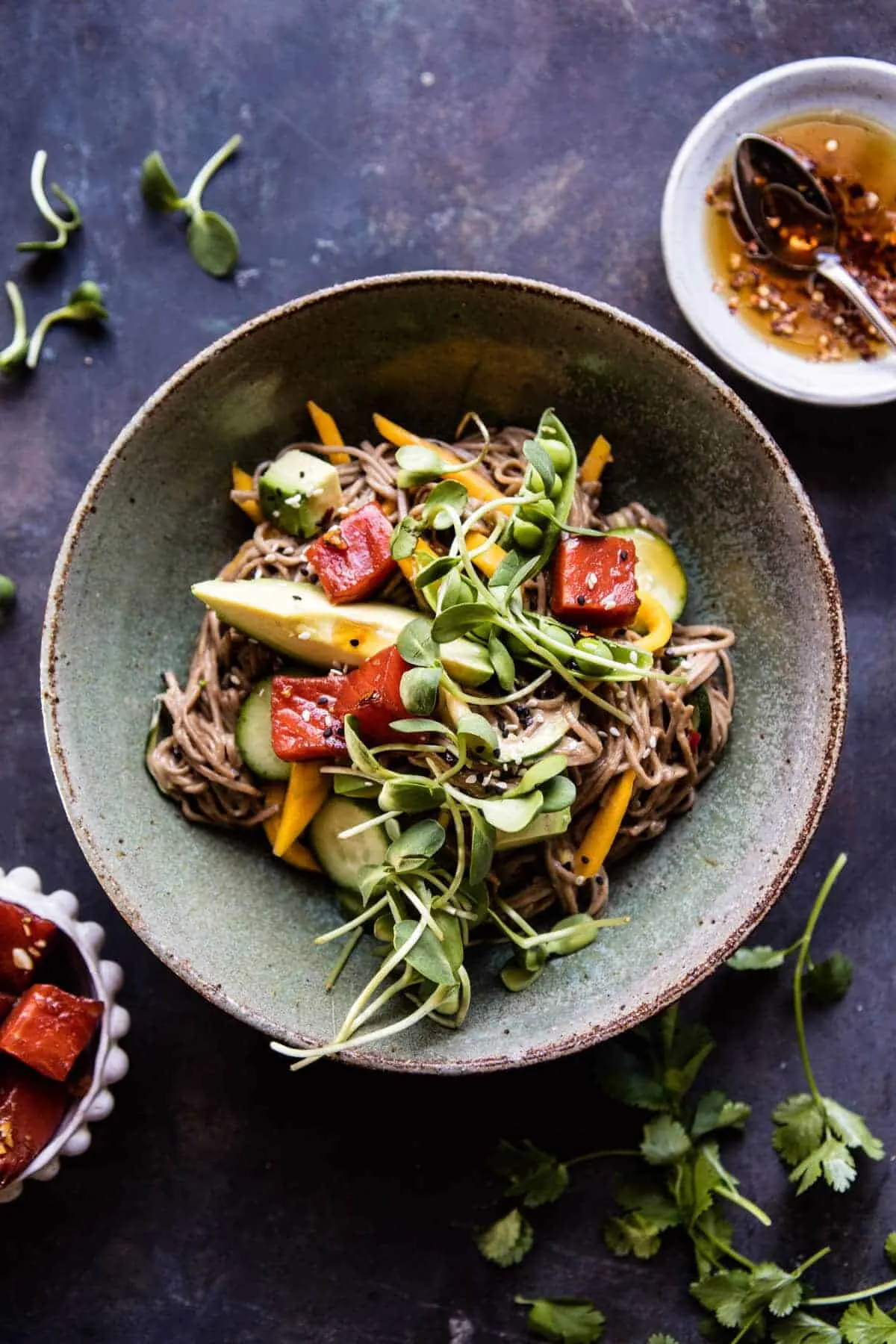 mango-avocado-soba-noodles-with-sesame-salmon-poke