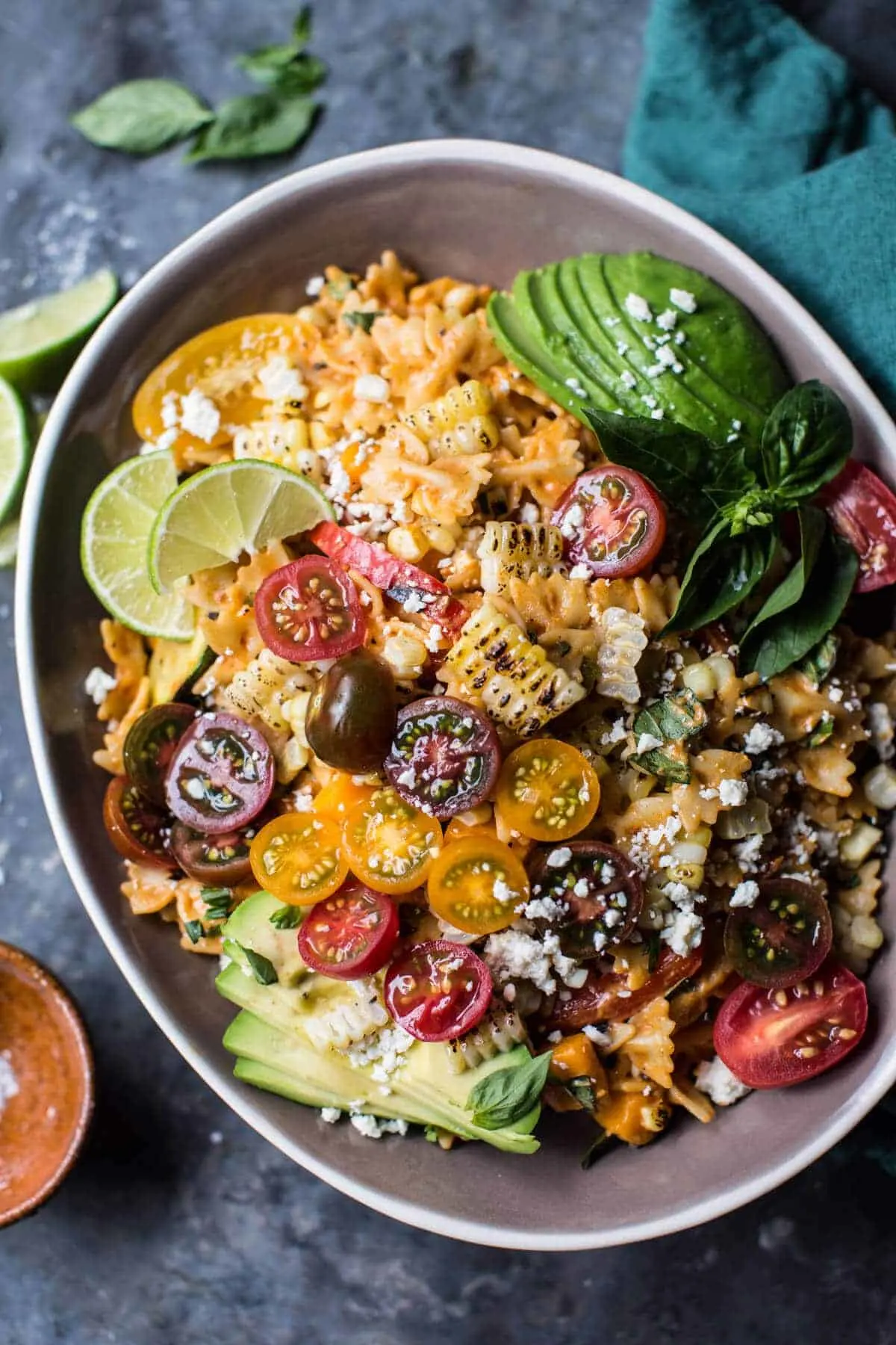 charred-corn-and-zucchini-enchilada-pasta-salad