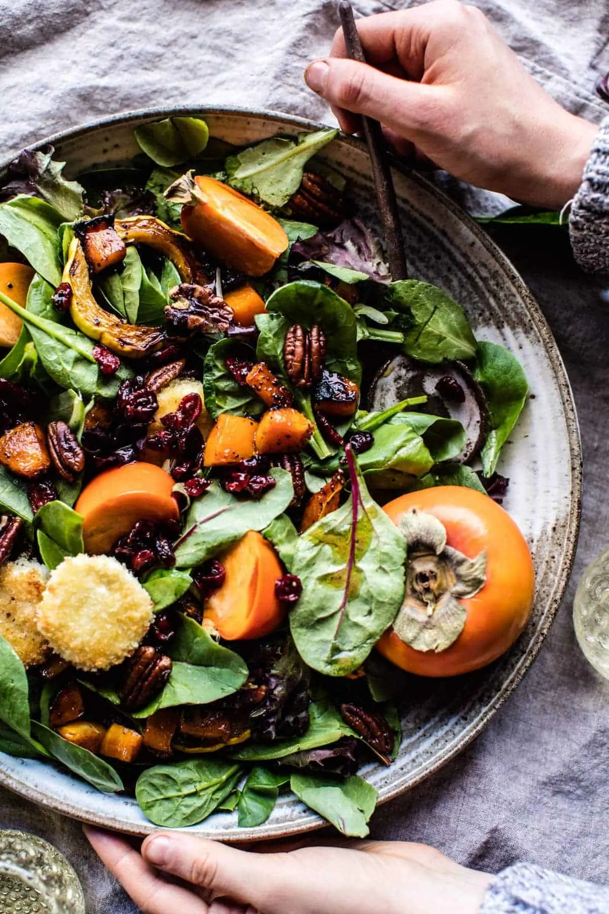 cranberry-roasted-butternut-persimmon-salad-with-fried-goat-cheese.