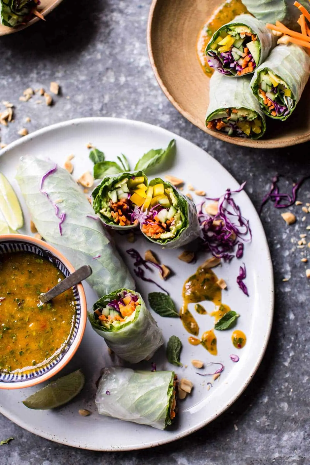 avocado-veggie-spring-rolls-with-sweet-thai-mango-sauce