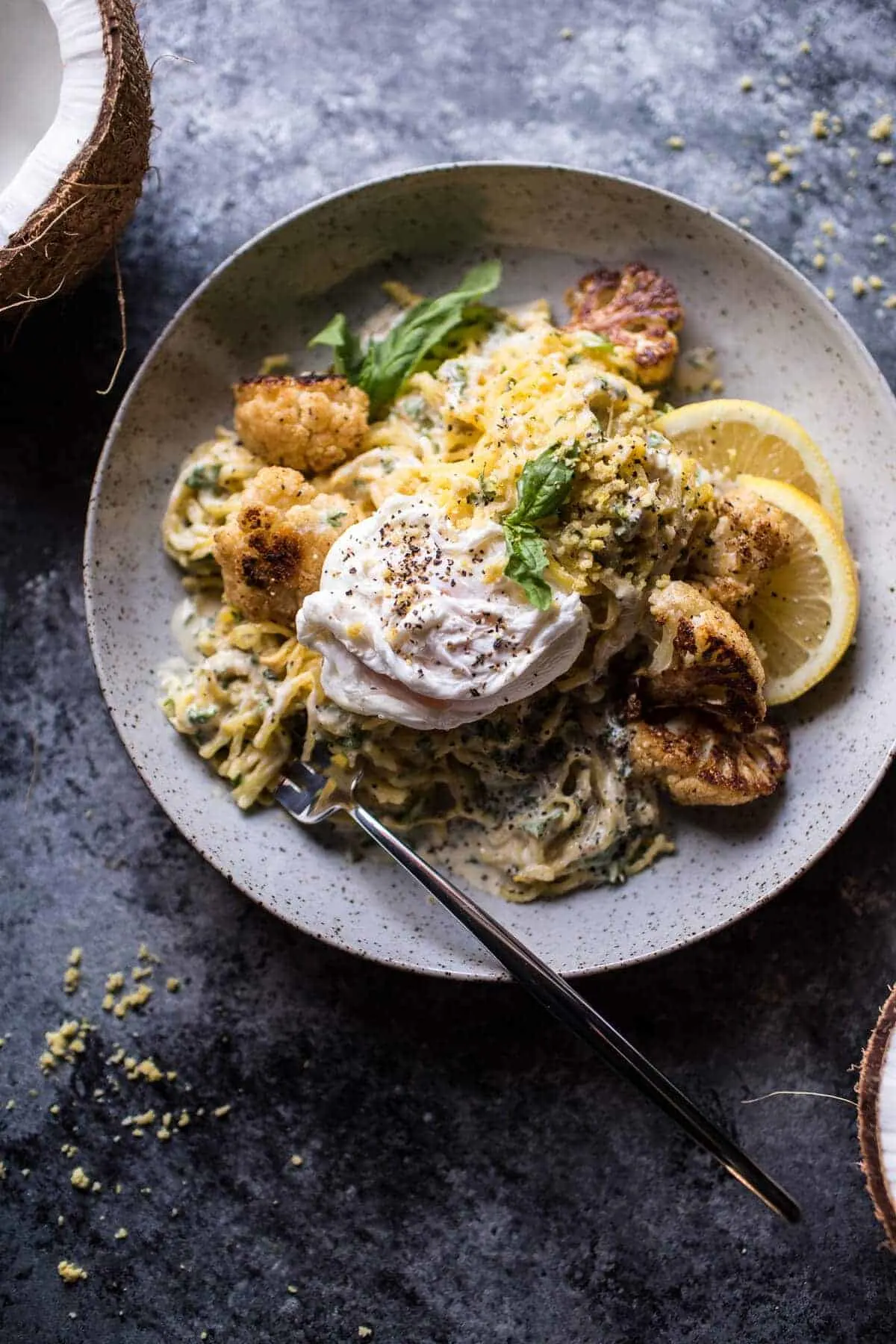 creamy-coconut-cashew-spaghetti-squash-"alfredo"-with-roasted-cauliflower.