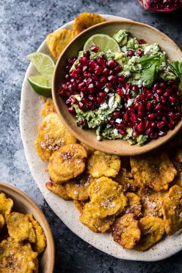 pomegranate-guacamole-with-fried-plantain-chips
