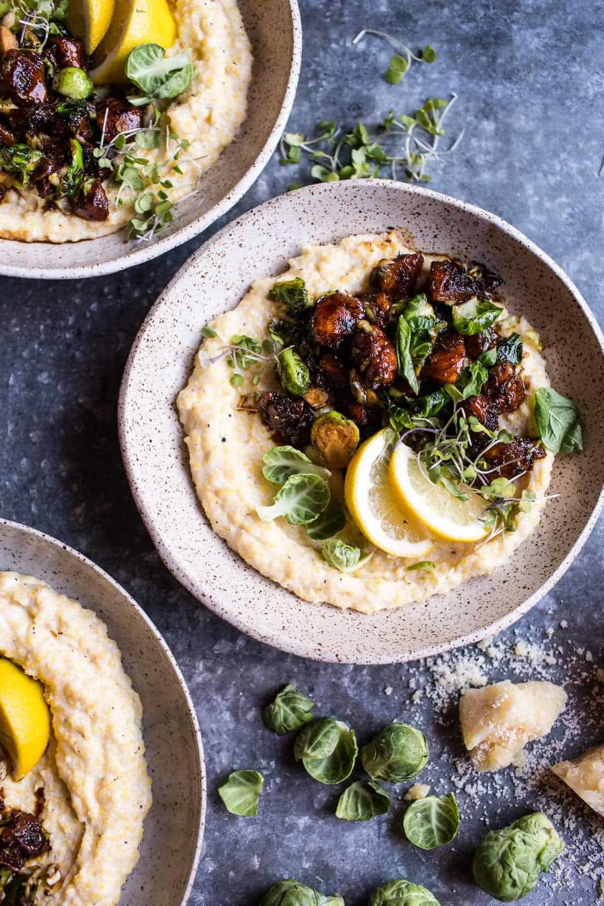 honey-balsamic-and-lemon-brussels-sprout-chicken-with-goat-cheese-polenta