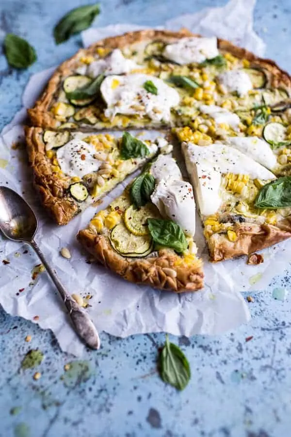 zucchini-and-roasted-sweet-corn-provolone-phyllo-pizza-with-truffle-oil